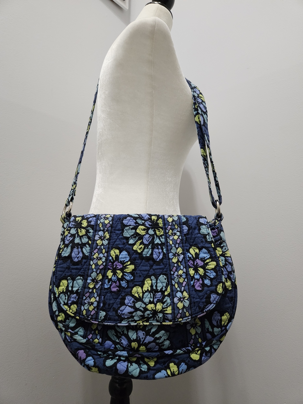 Vera Bradley Navy Quilted Floral Crossbody